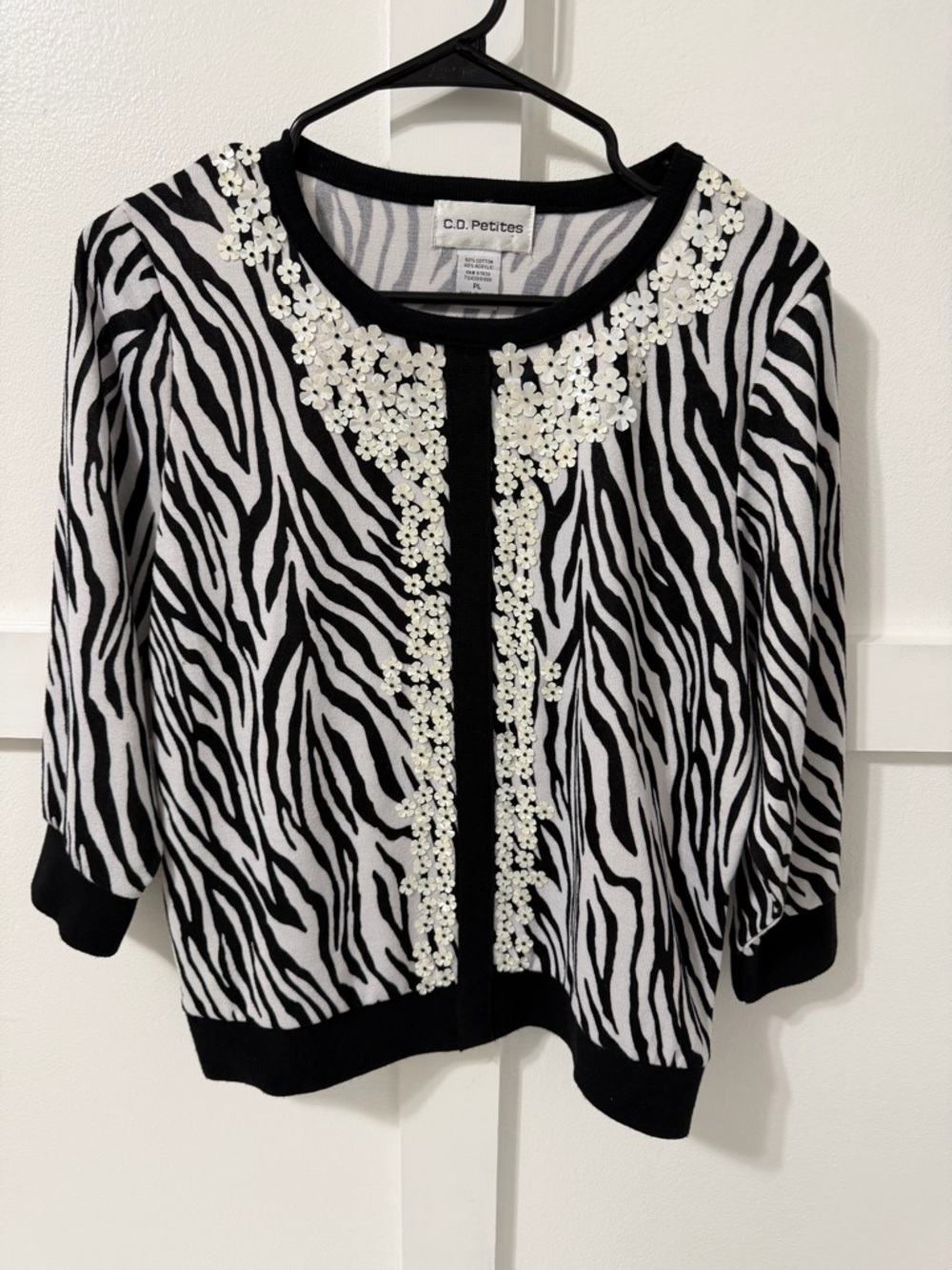 C.D. Petites Zebra-Print Top — Black & White